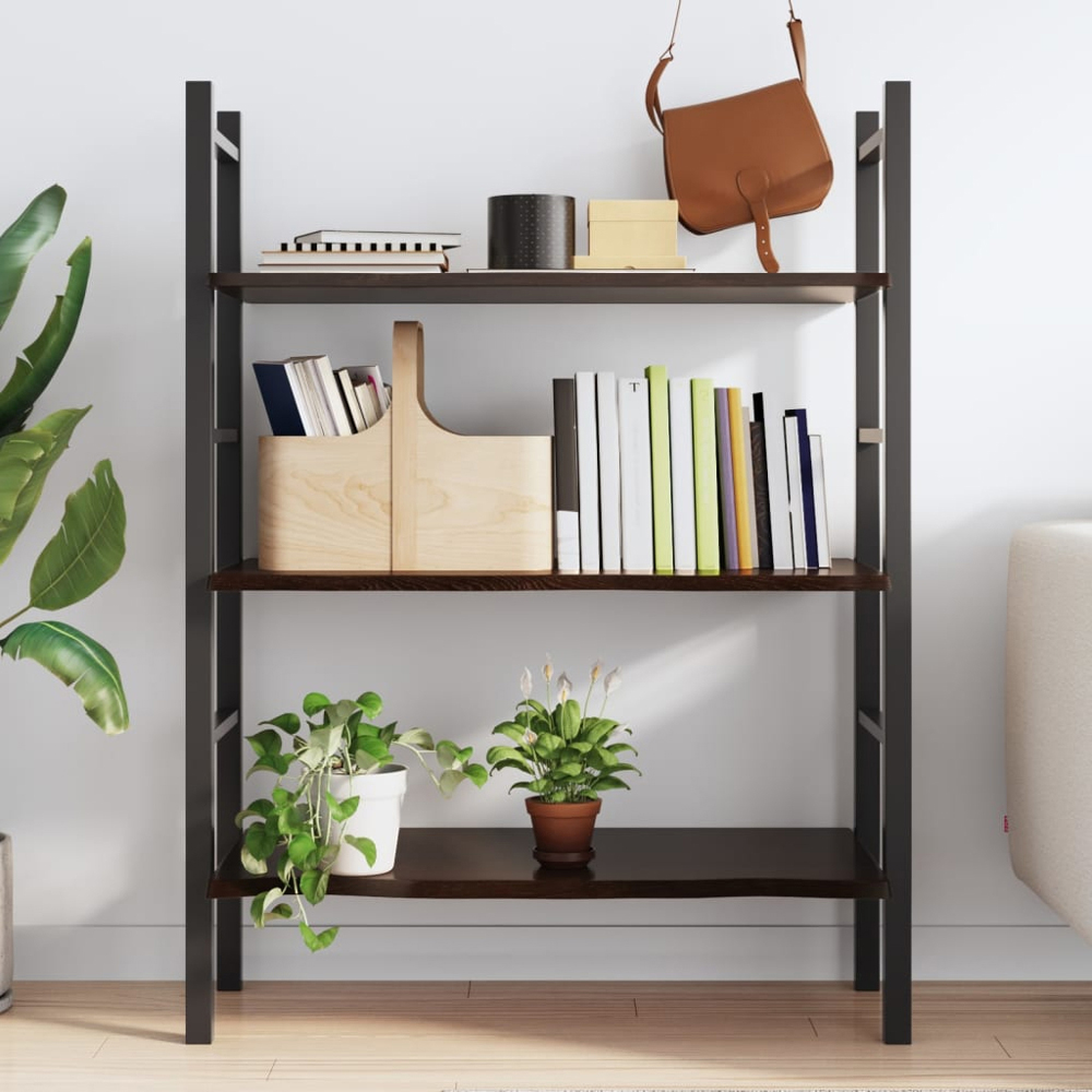 vidaXL 100cm Dark Brown Treated Solid Oak Wood Floating Wall Shelf Image 2