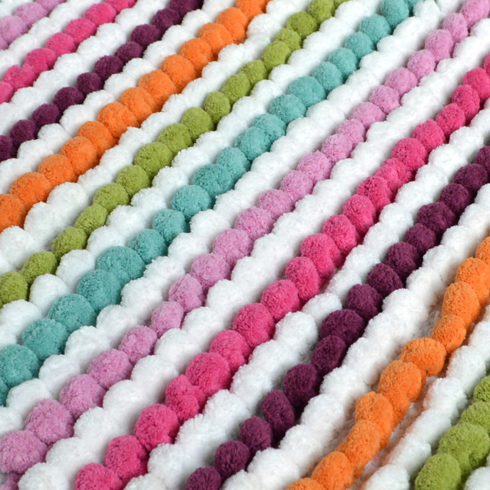 Allure Bath Fashions California Multi Bright Striped Chunky Bobble Pedestal Toilet Mat 50 x 50cm Image 3