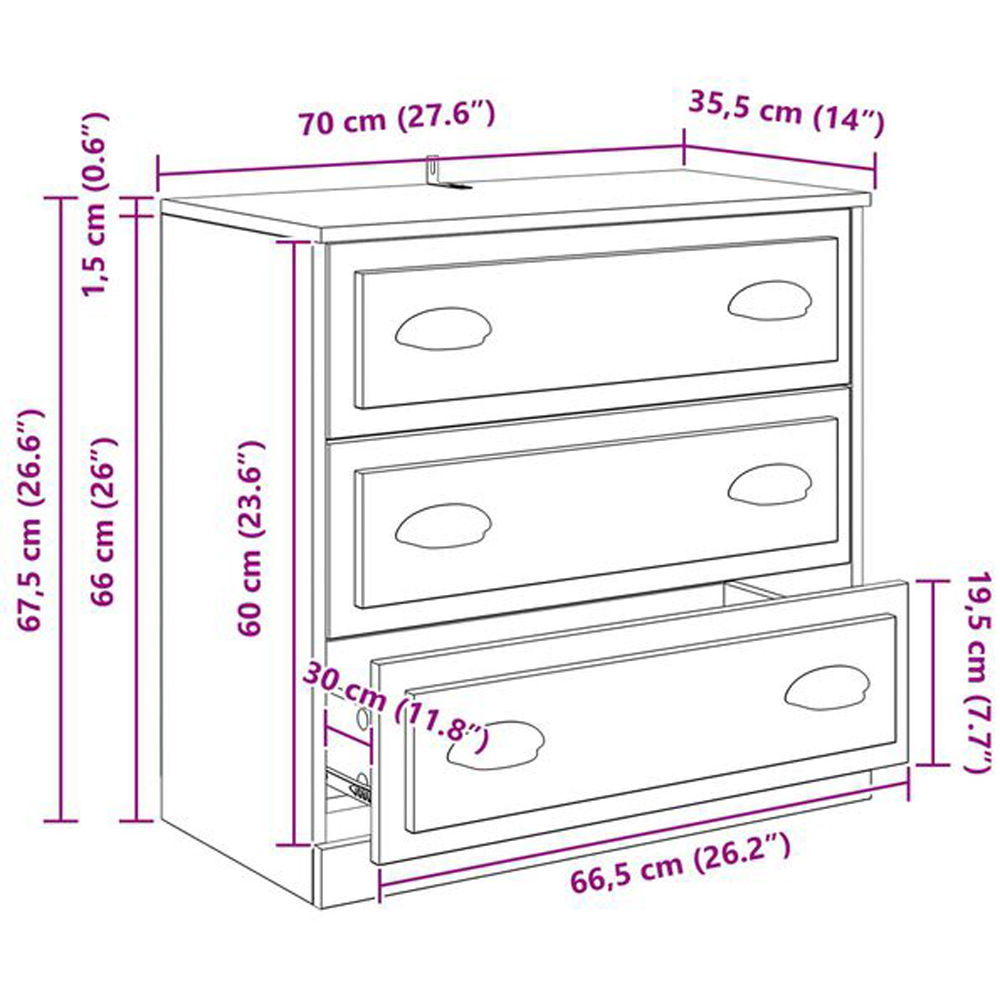 vidaXL 4 Door 3 Drawer Old Wood Modern Sideboard Image 6
