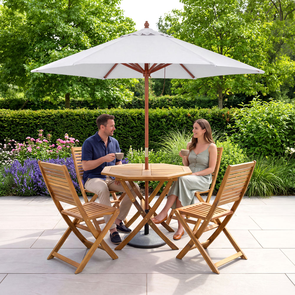 Charles Bentley Grey Wooden Parasol 2.4m Image 8