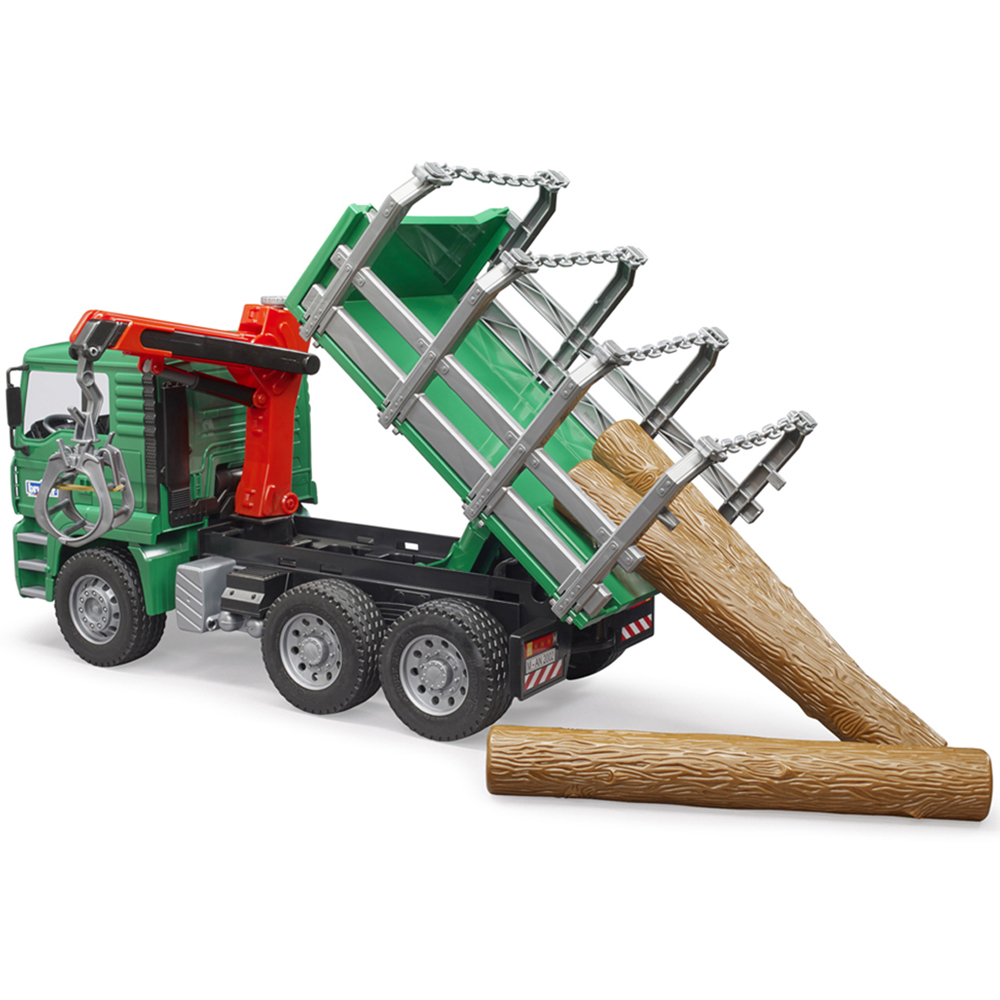 Bruder Kids MAN TGA Timber Truck with Loading Crane and 3 Trunks Playset Model Image 5