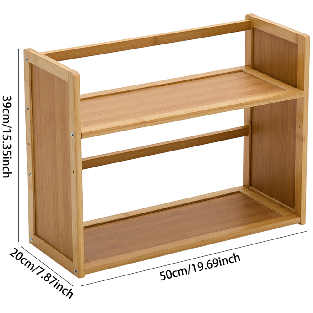 Living and Home 2 Shelf Natural Bamboo Desktop Bookshelf with Guardrail ...