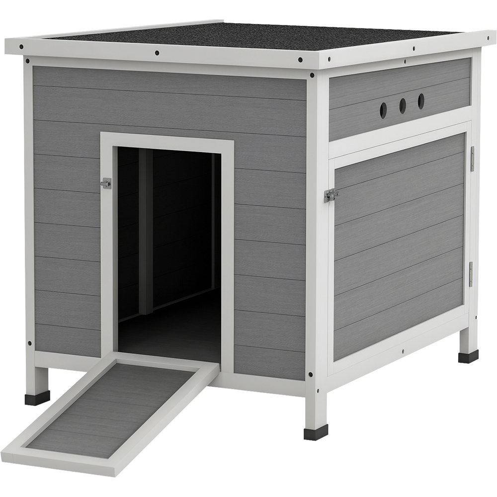 PawHut 76 x 63cm Grey Wooden Duck House Image 1