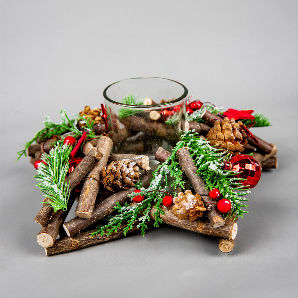 Shatchi Red Twig Star Candle Holder 22cm Image 2