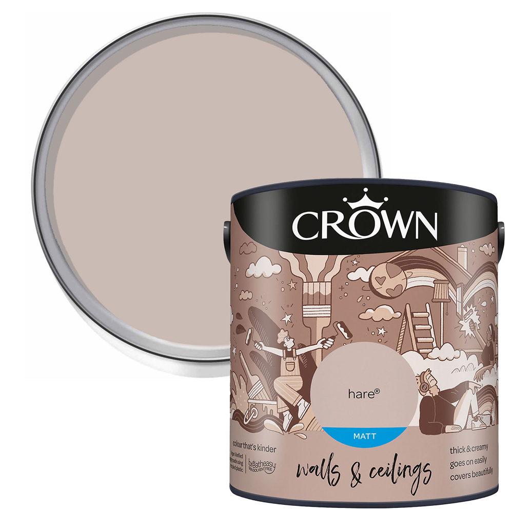 Crown Breatheasy Walls & Ceilings Hare Matt Emulsion Paint 2.5L Image 1