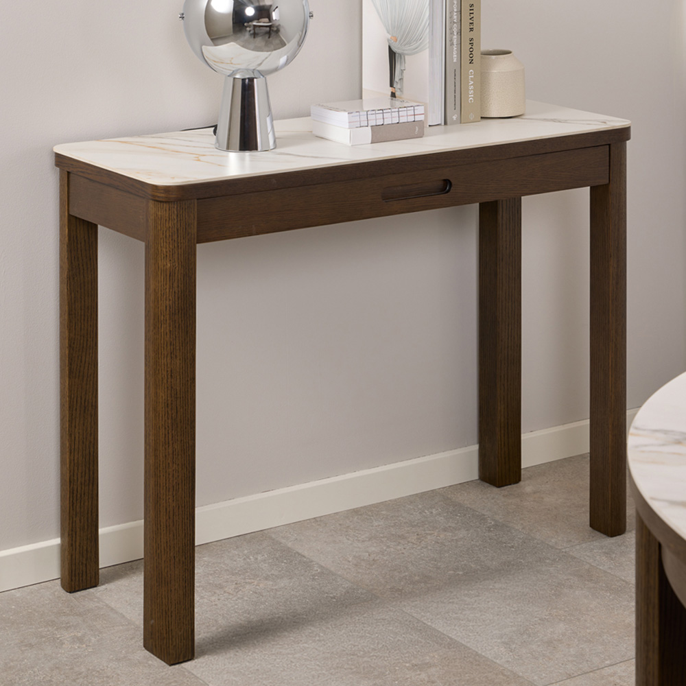 Florence Southampton Single Drawer Cream Ceramic Console Table Image 1