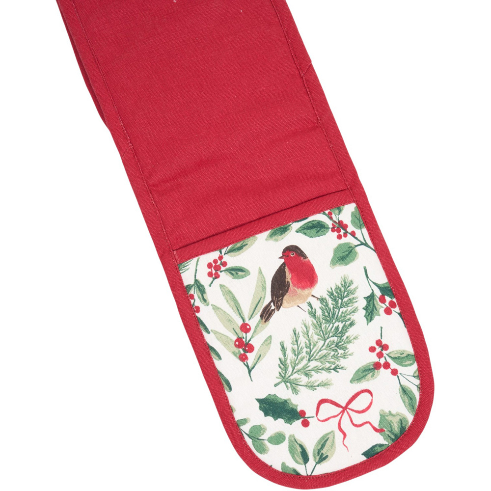 Festive Robin Double Oven Glove Red Image 6