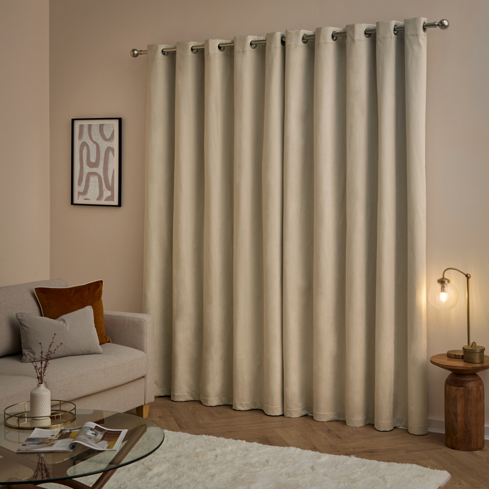 Furn The Ultimate Natural Velvet Blackout Eyelet Curtains 117 x 137cm Image 2