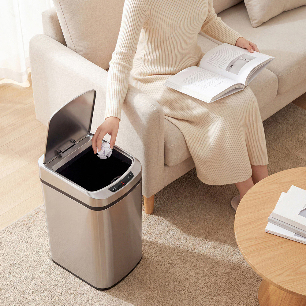 HOMCOM Silver Automatic Kitchen Sensor Bin with Removable Inner Bucket 12L Image 8