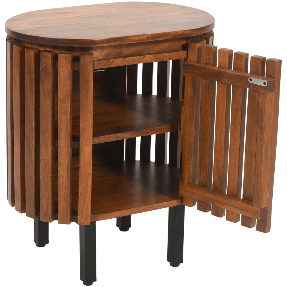 Brooklyn Slatted Single Door Mango Wood Bedside Table Image 4