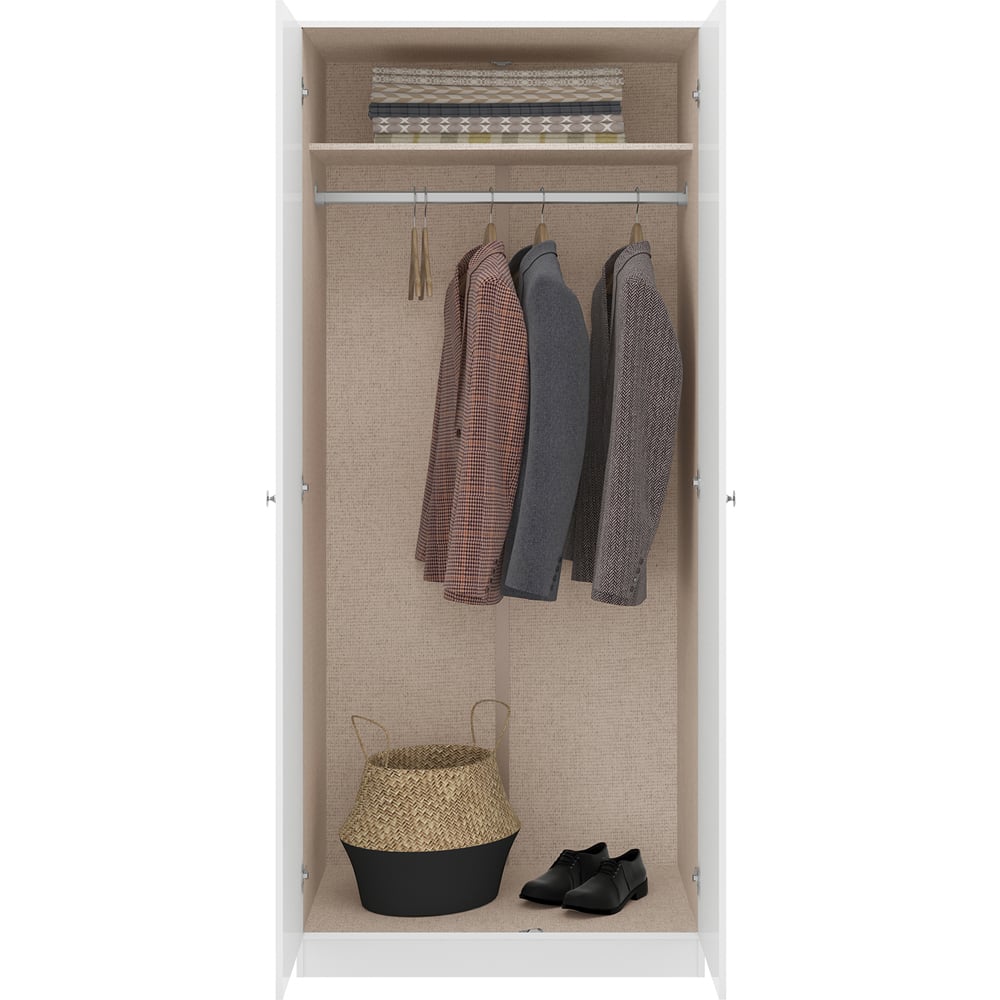 Seconique Denver 2 Door White Gloss Wardrobe Image 4