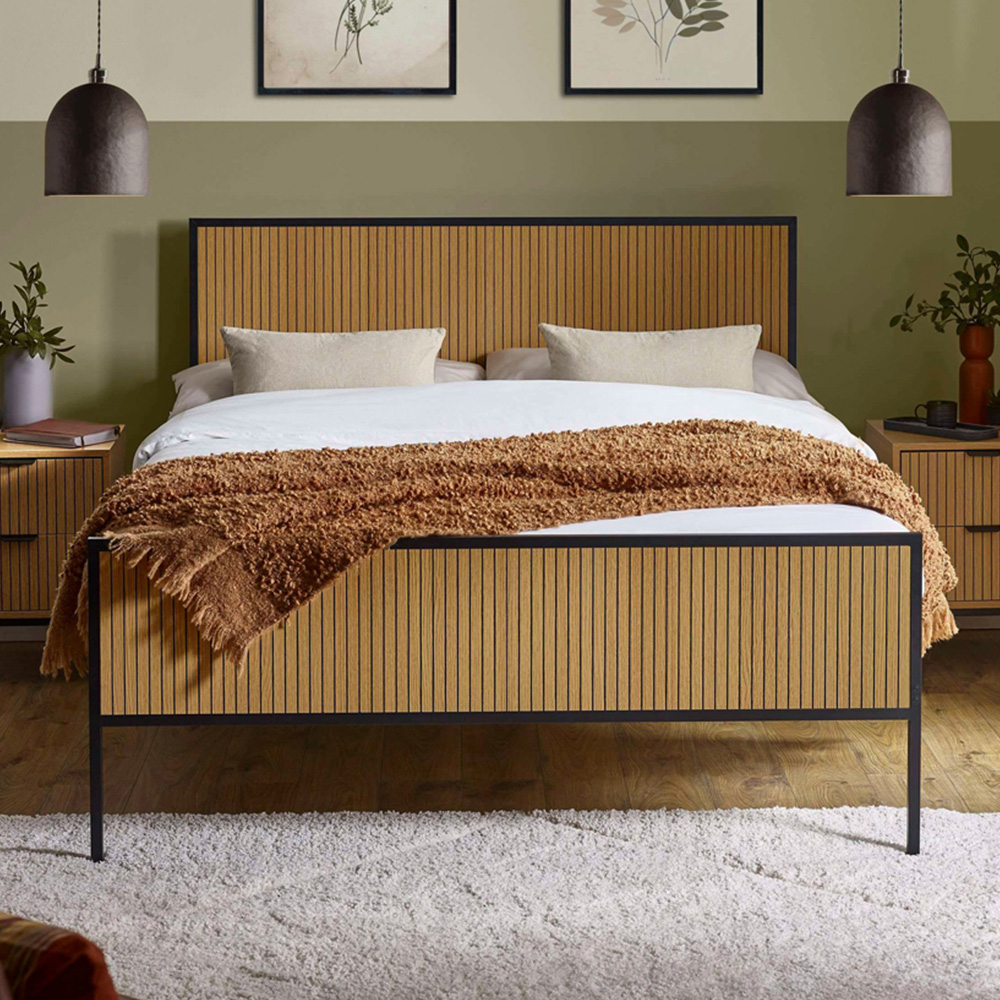Julian Bowen Sia Double Oak Effect Bed Frame Image 1