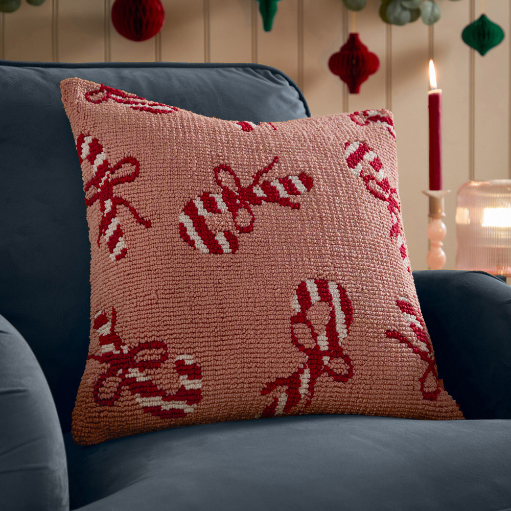 Furn Candy Canes Tufted Pink and Red Reversible Cushion 45 x 45cm Image 2