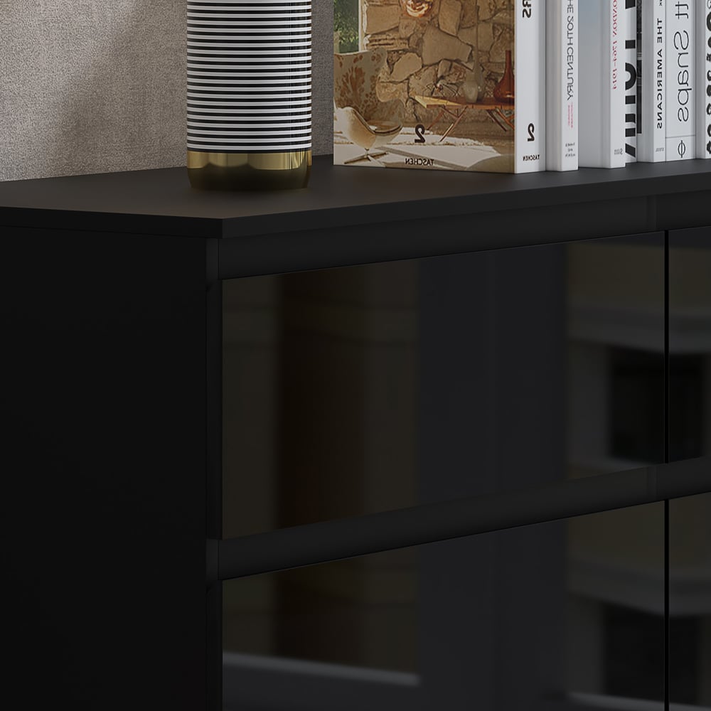FWStyle Stora 6 Drawer Black Gloss Chest Of Drawers Image 4