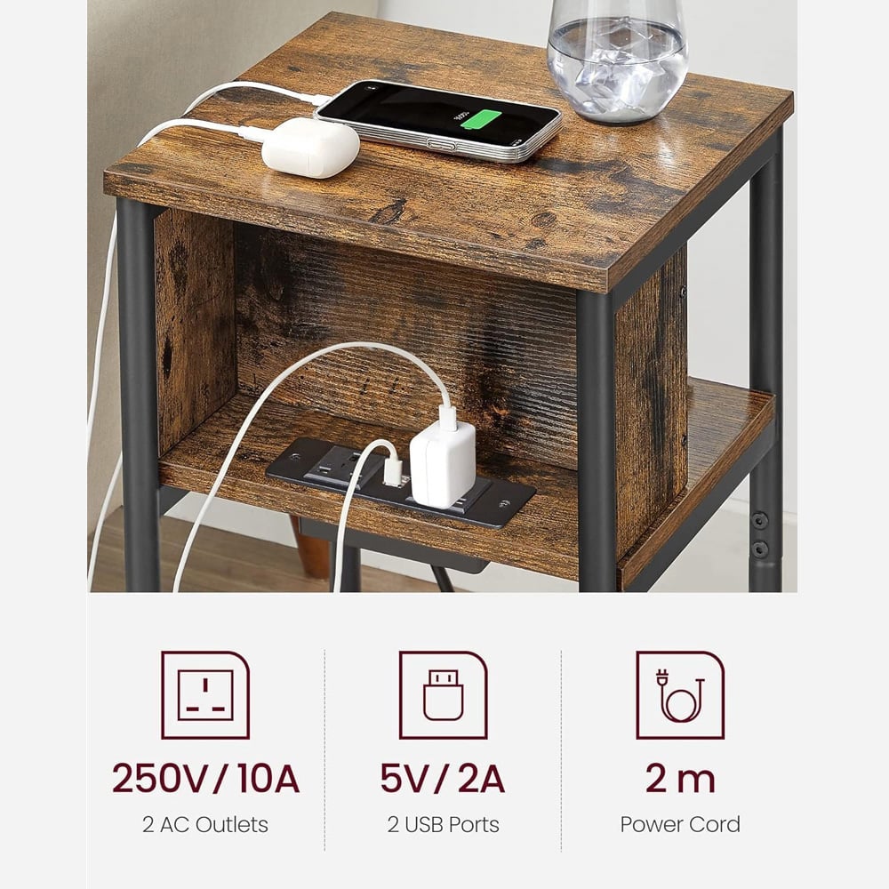 Alivio Slim Bedside Table with Charging Station Image 4