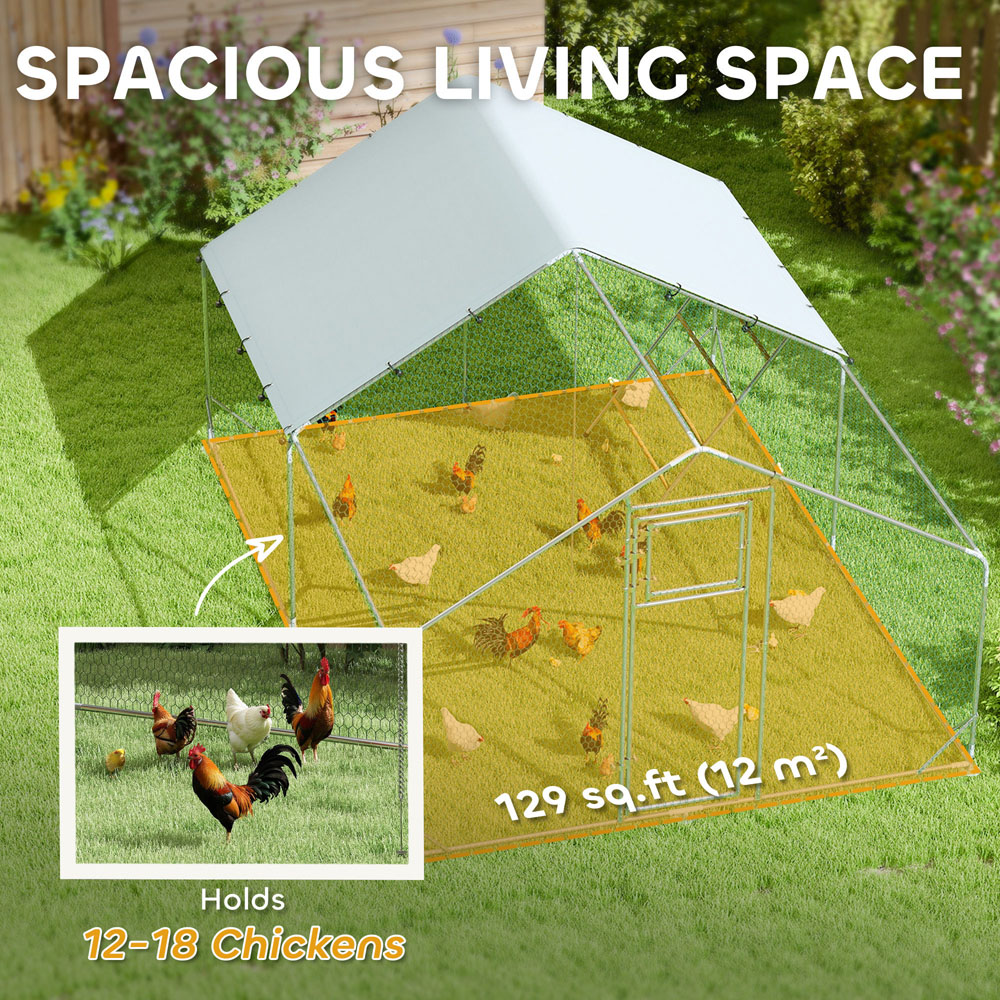 PawHut Walk In Chicken Run with Hanging Feeder Image 8