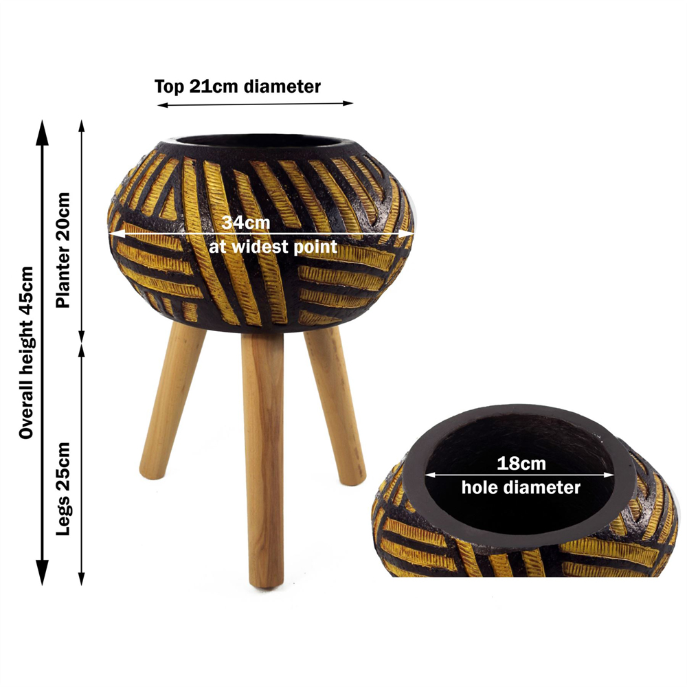 Leaf Composite Oval Planter with Stand 34cm Image 5