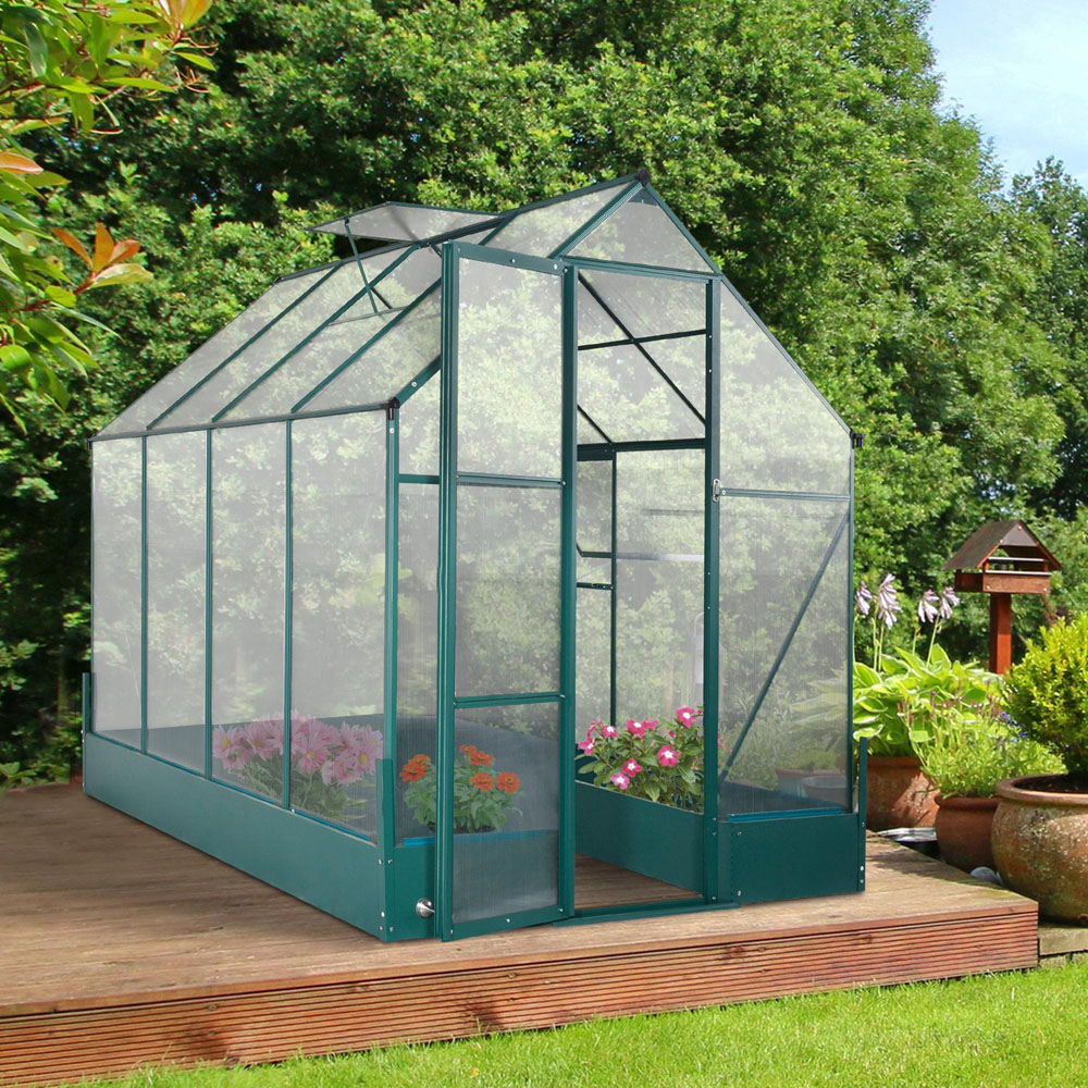 Outsunny 6 x 8ft Green Walk In Greenhouse Image 2