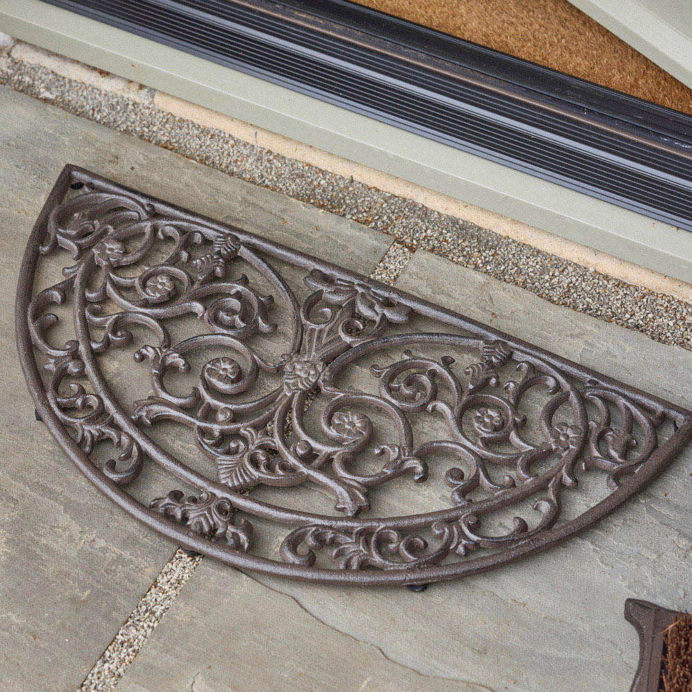 Dibor Antique Brown Cast Iron Crescent Door Mat 66.5 x 33.5cm Image 2