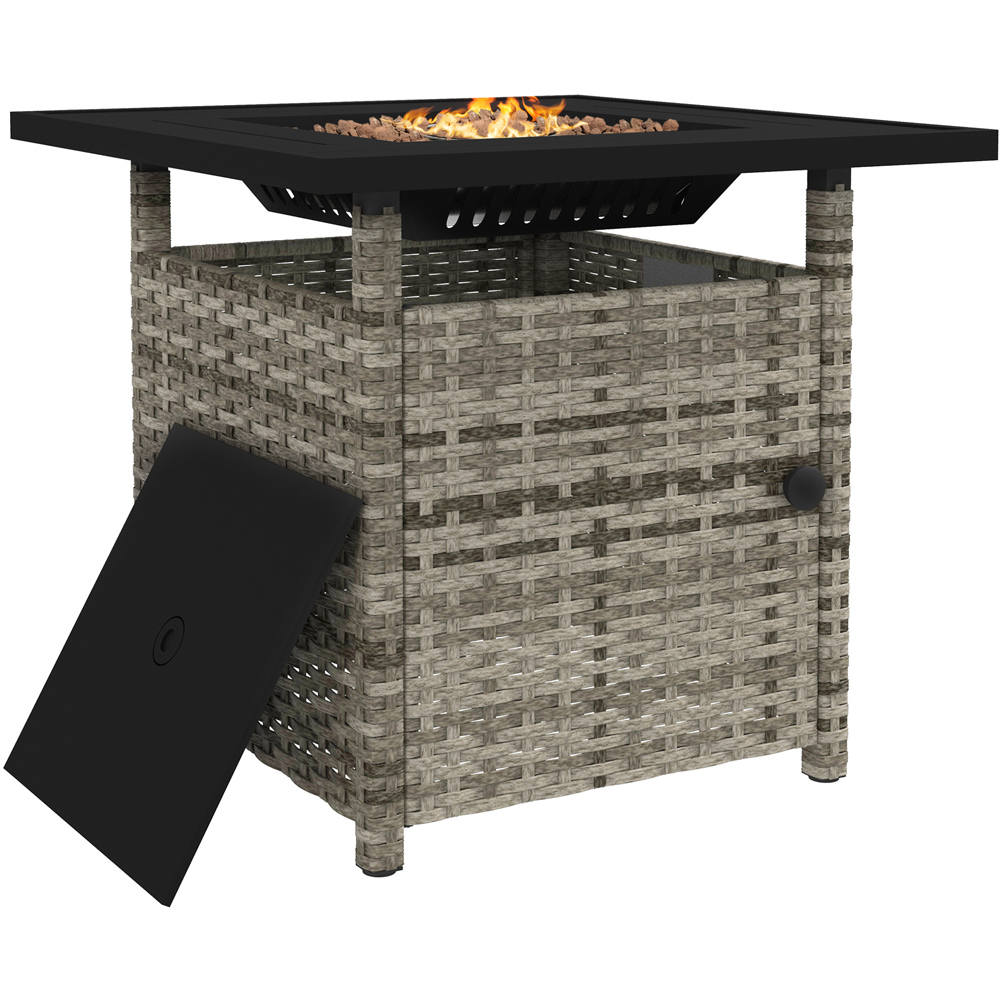 Outsunny Grey 50000 BTU PE Rattan Firepit Table with Glass Wind Guard Image 1
