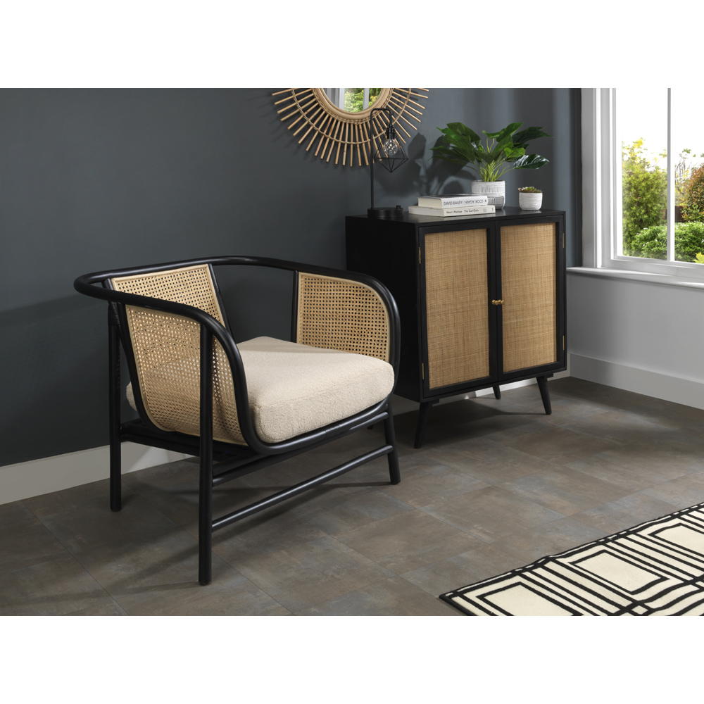 Desser Seoul Black Boucle Latte Rattan Indoor Chair Image 5