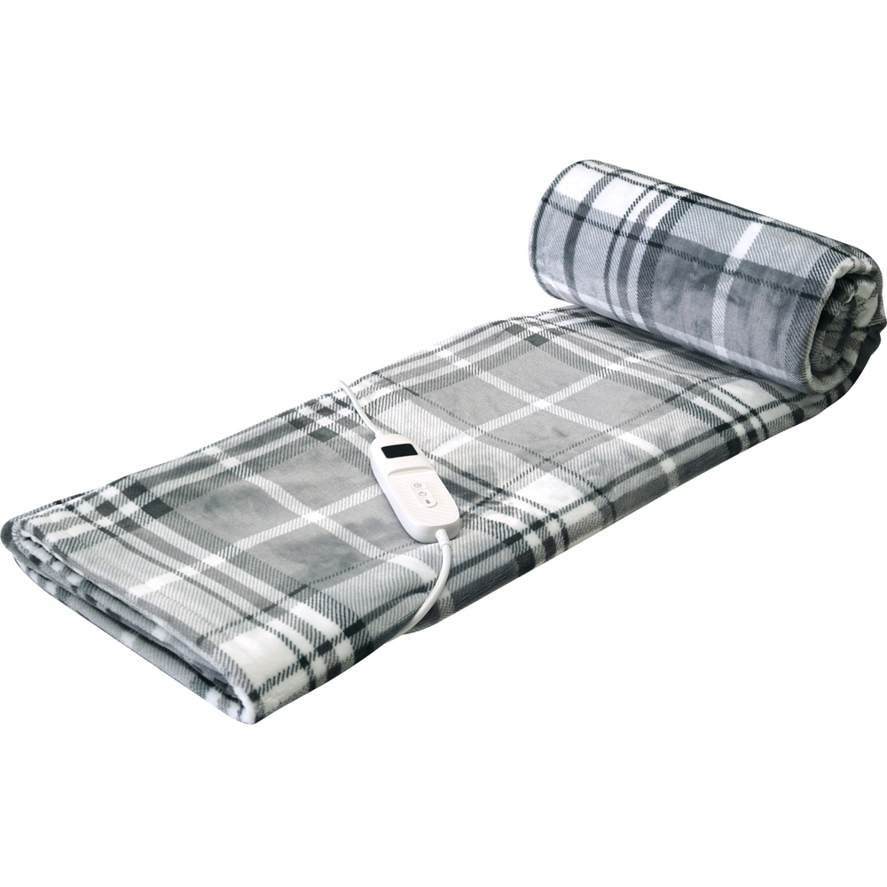 Balmoral Check Electric Heated Throw Grey Image 4