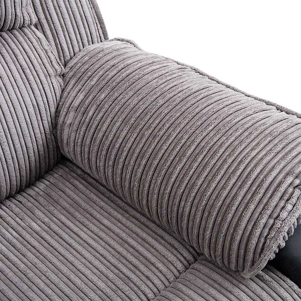 Furniture Online Postana 3 Seater Grey High Back Jumbo Cord Manual Recliner Sofa Image 6