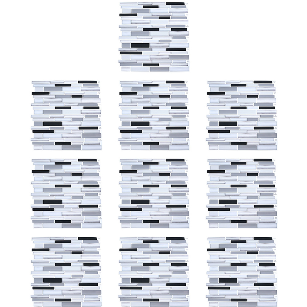 Living and Home Brick Effect Black and Grey Self Adhesive Wall Sticker 10 Pack Image 2