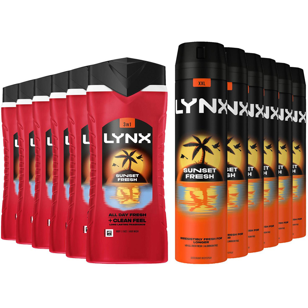 Lynx Sunset Fresh Body Wash 500ml and Body Spray 250ml Bundle 6 Pack Image 1