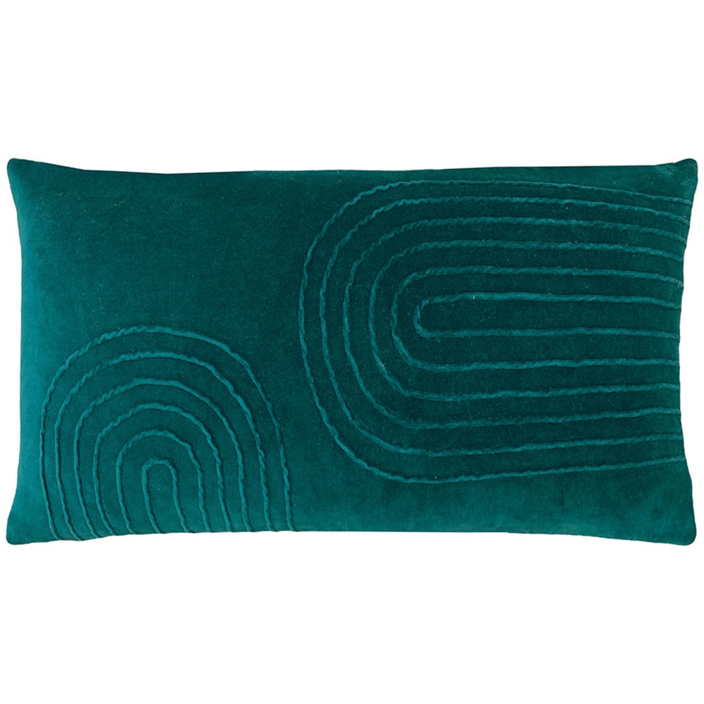 furn. Mangata Teal Geometric Pleat Cushion Image 1