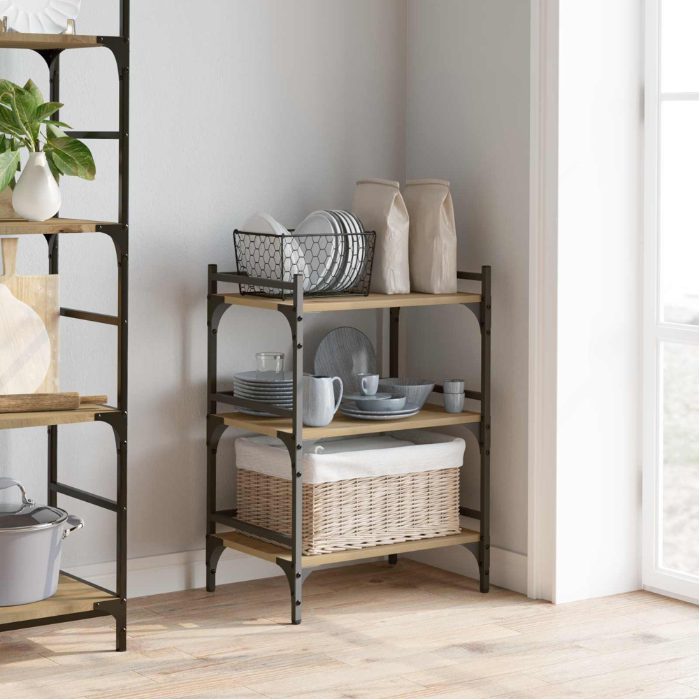 vidaXL 3 Shelf Old Wood Kitchen Trolley Image 9