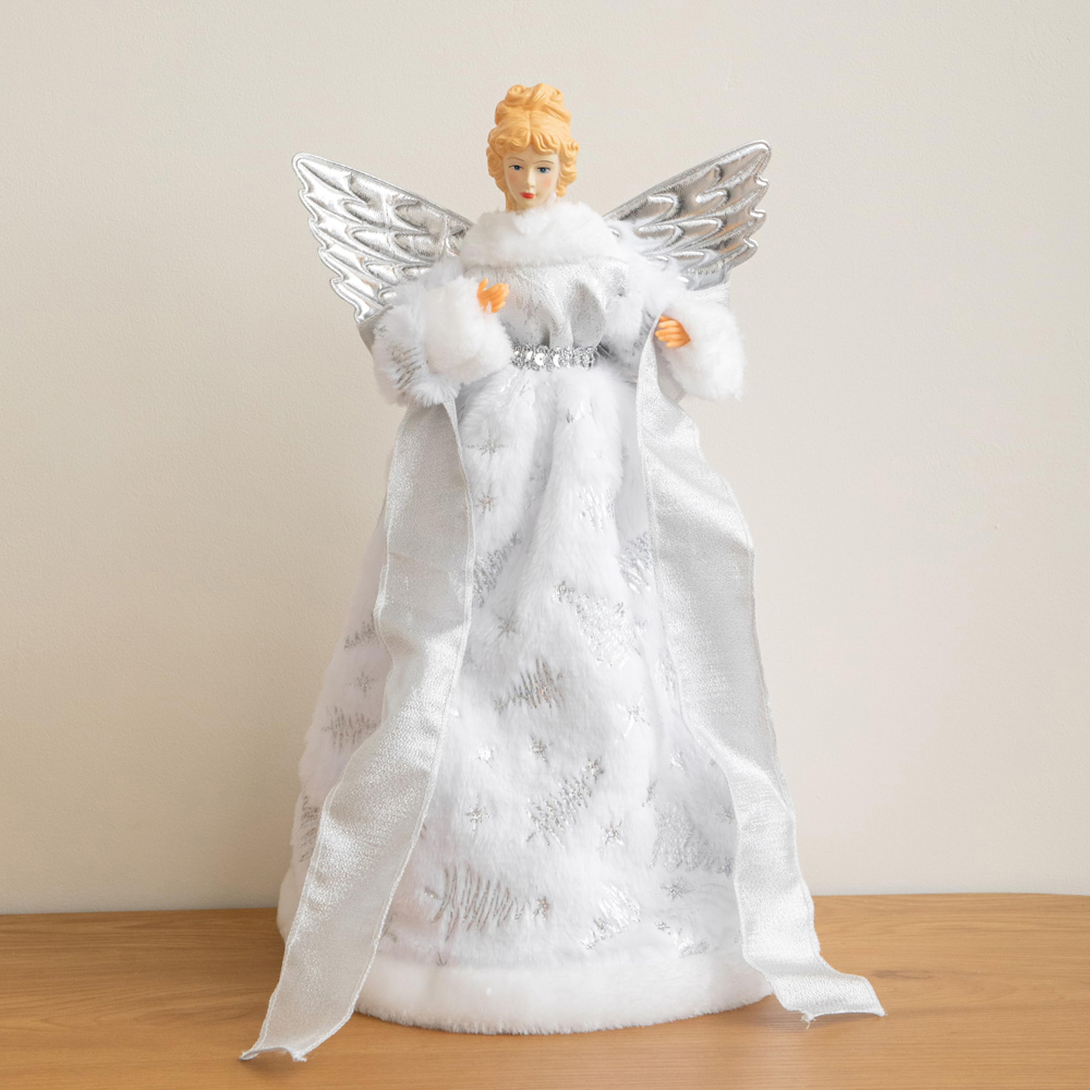Samuel Alexander Large White and Silver Wings Angel Christmas Tree Topper 45cm Image 2