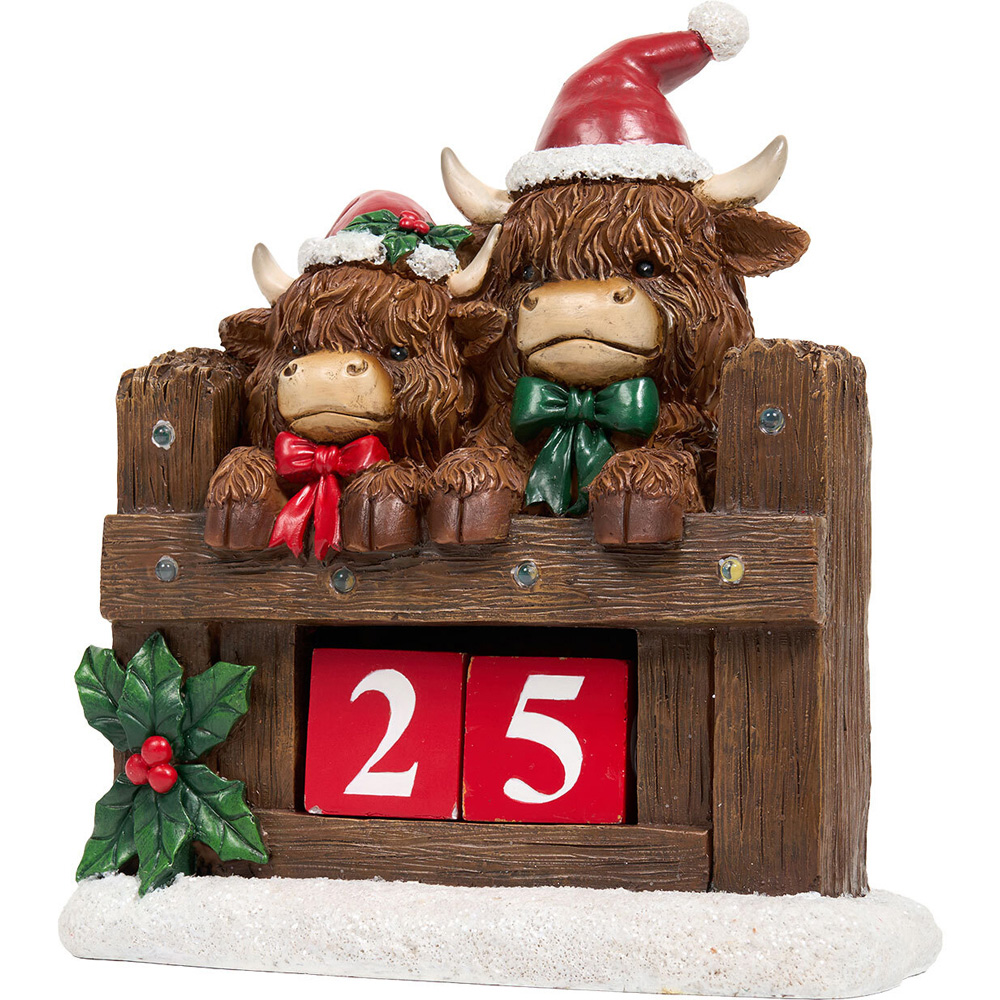 Light Up Highland Cow Advent Calendar - Brown Image 3