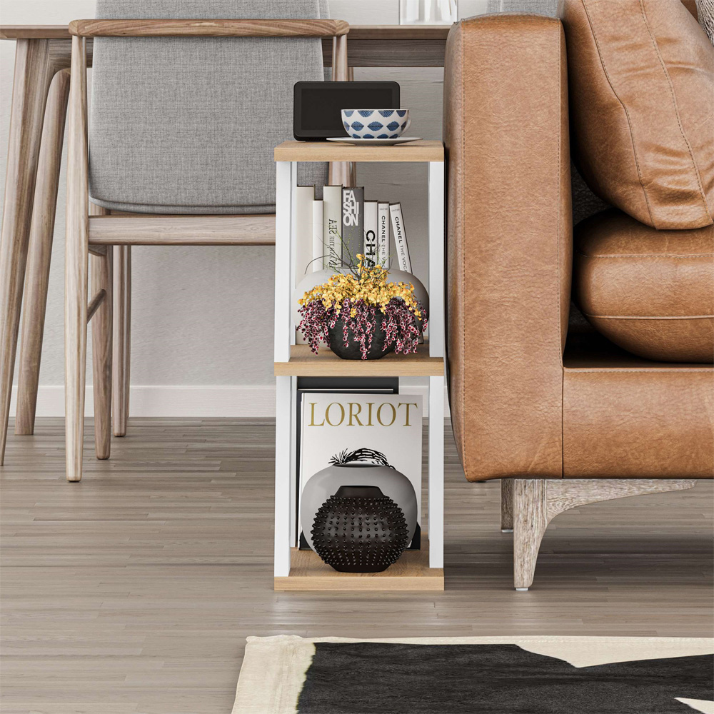 Decortie Lazena Oak and White Multipurpose Side End Coffee Table Image 4
