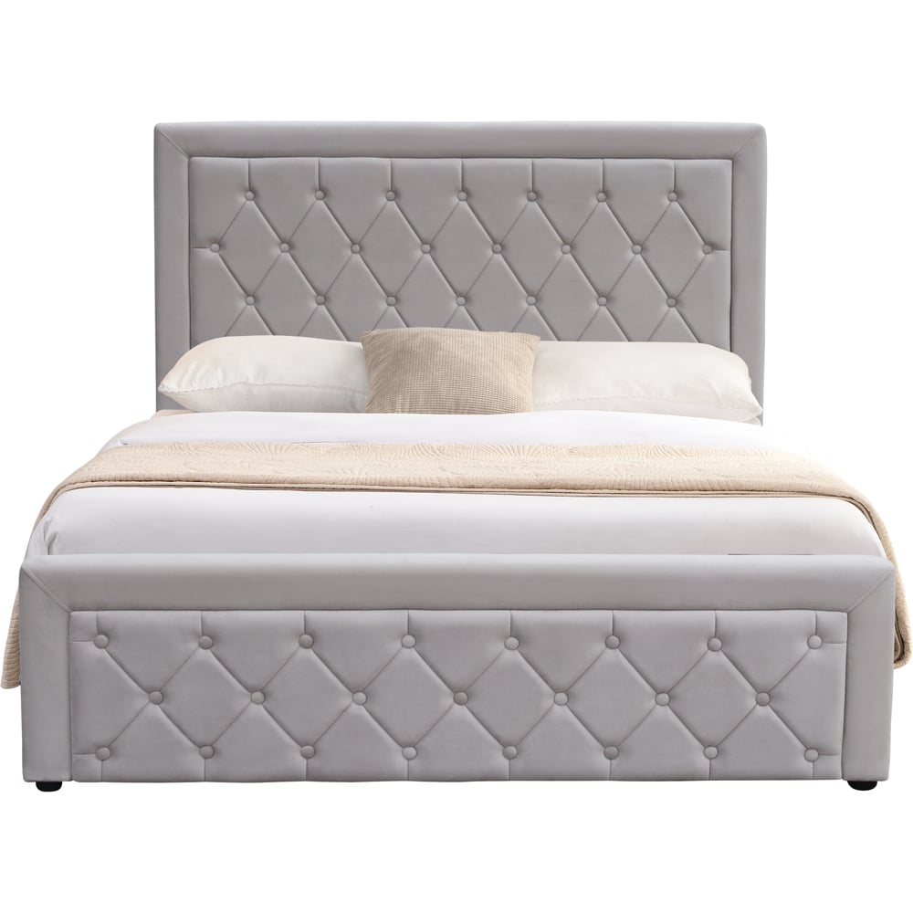 Kosy Koala Small Double Grey Velvet Tufted Gaslift Ottoman Bed with Mattress Image 5