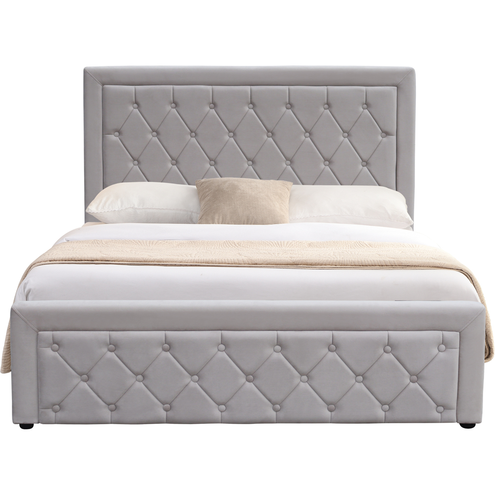 Kosy Koala Double Grey Velvet Tufted Gaslift Ottoman Bed Image 5