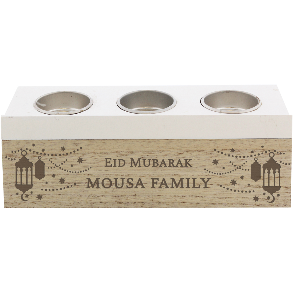 Personalised Memento Personalised Eid and Ramadan Triple Tea Light Box Image 1