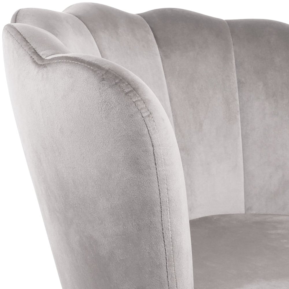 Flora Grey Velvet Scalloped Back Accent Chair Image 7
