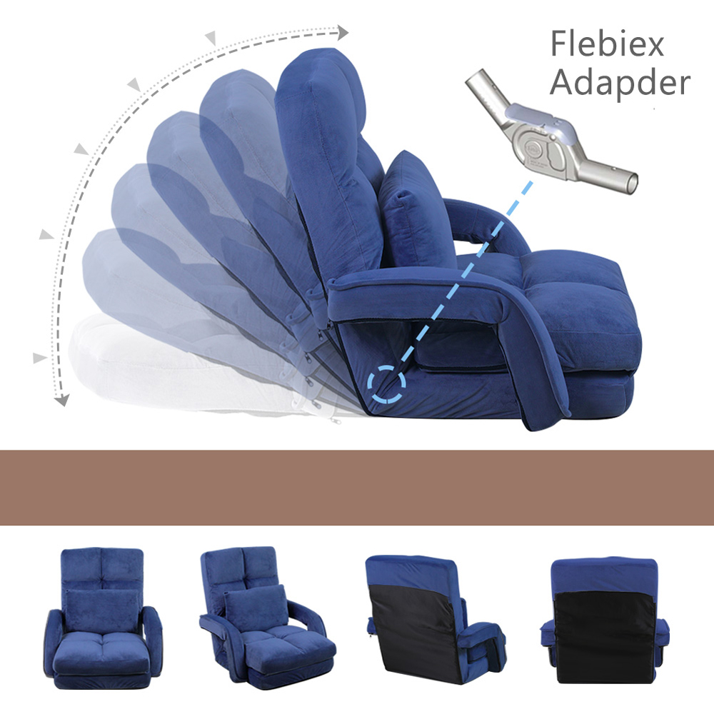 Furniture One 4 in 1 Blue Foldable Floor Chair with Pillow Image 4