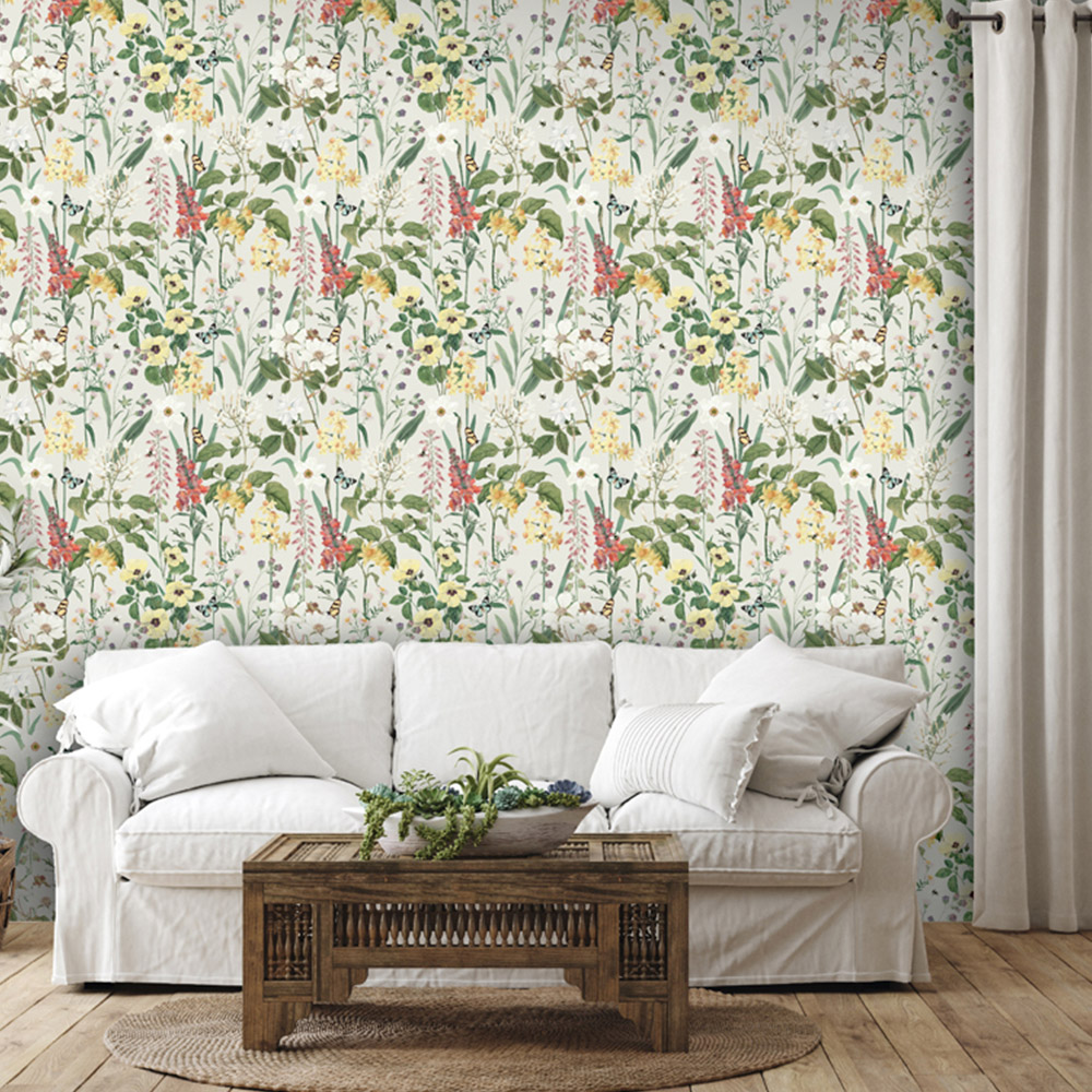 RHS Flower Medley Cream Wallpaper Image 4