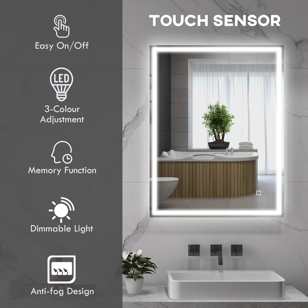 Portland Smart Touch LED Bathroom Mirror 90 x 70cm Image 4