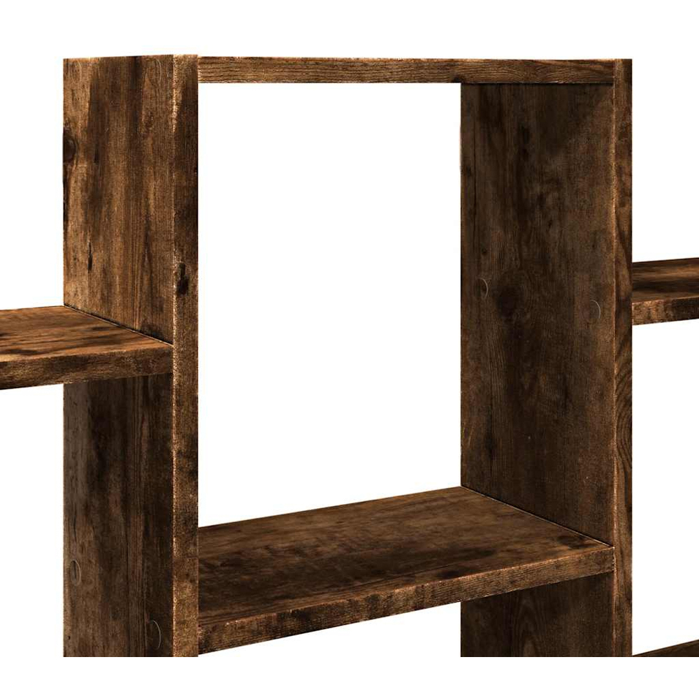 vidaXL 8 Shelf Smoked Oak Floating Wall Shelf Image 6