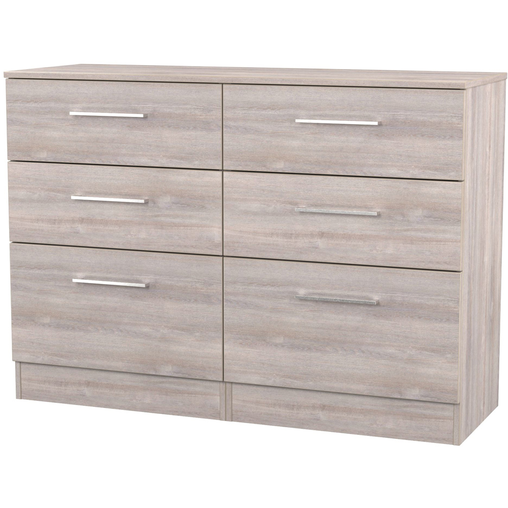 Crowndale Worcester 6 Drawer Grey Oak Wide Chest of Drawers Ready Assembled Image 3