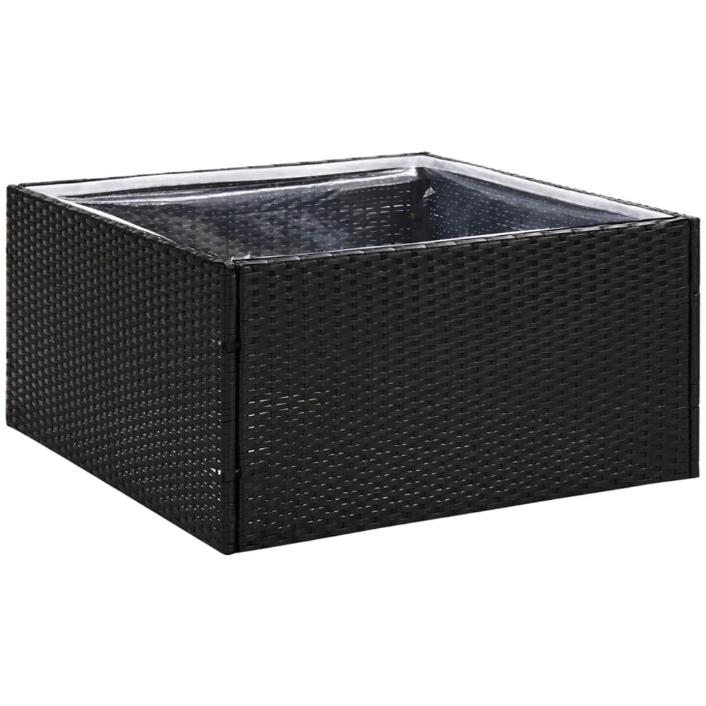 vidaXL Black PE Rattan Steel Frame Raised Garden Planter with Inner Bag 40 x 80 x 80cm Image 1