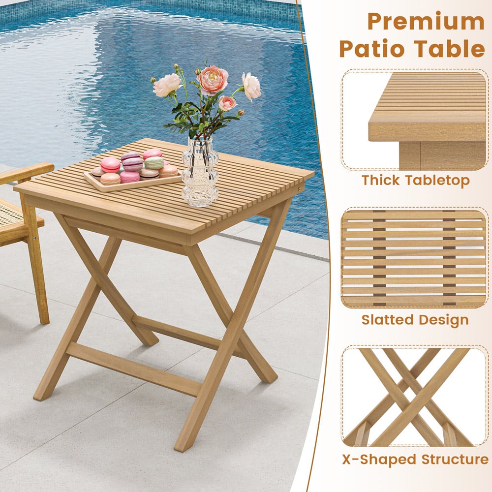 Costway Slatted Tabletop Patio Bistro Table Image 8