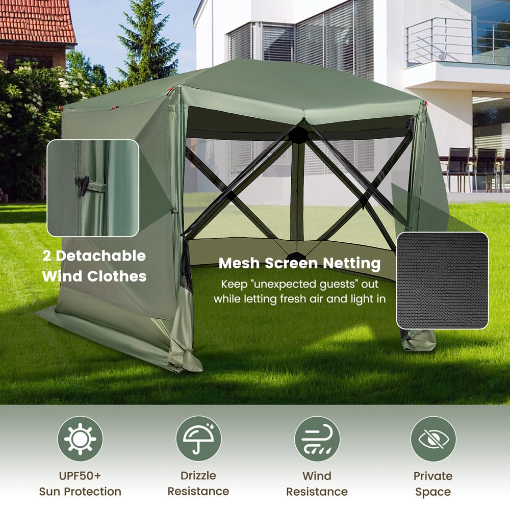 Costway 3.4 x 3.4m Green Camping Gazebo Image 5