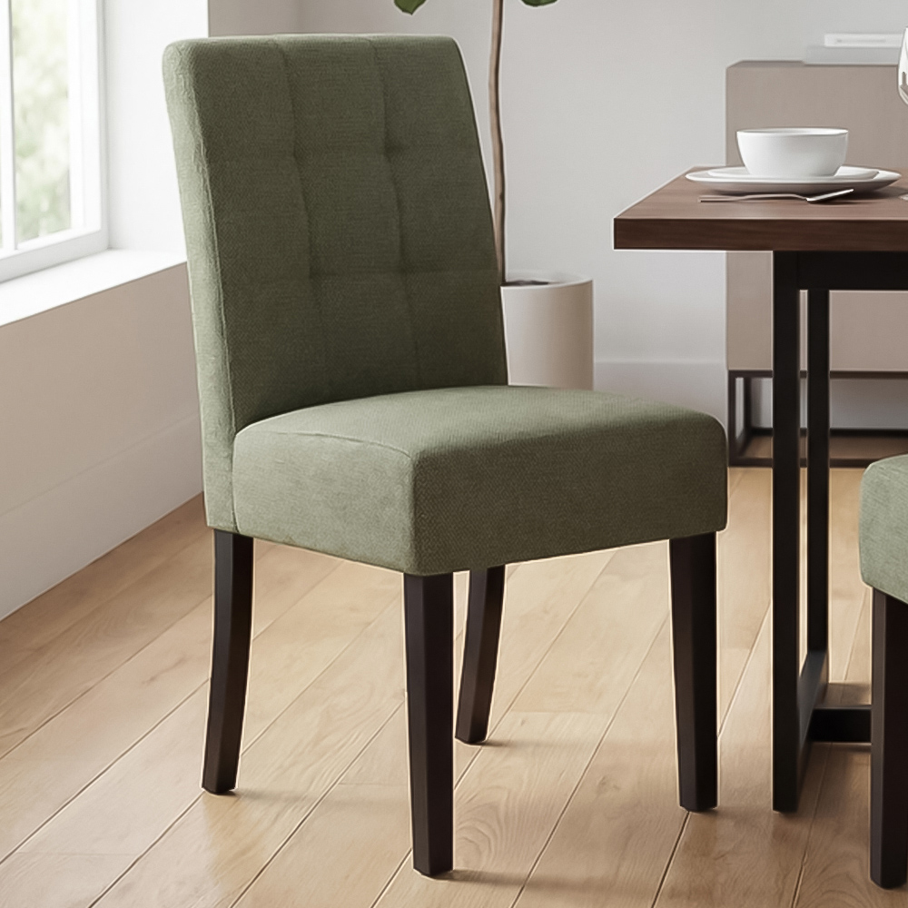 Portland Harlow Olive Weave Black Legs Waffle Back Dining Chair Image 1