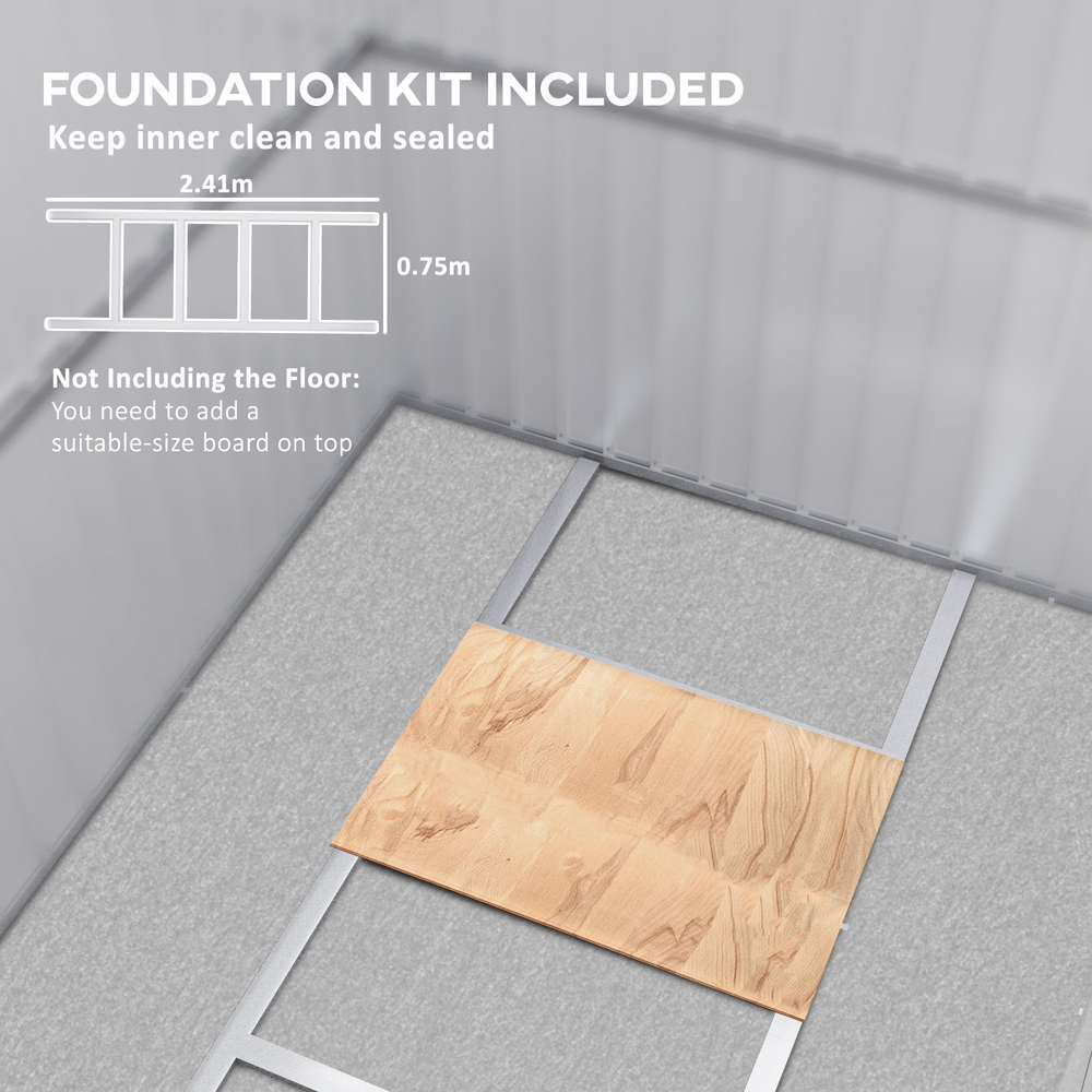 Outsunny 8.5 x 6ft Green Galvanised Steel Garden Shed with Foundation Kit Image 5