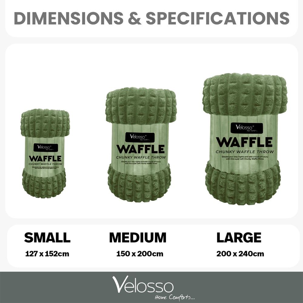 Velosso Olive Waffle Plush Throw 127 x 152cm Image 4