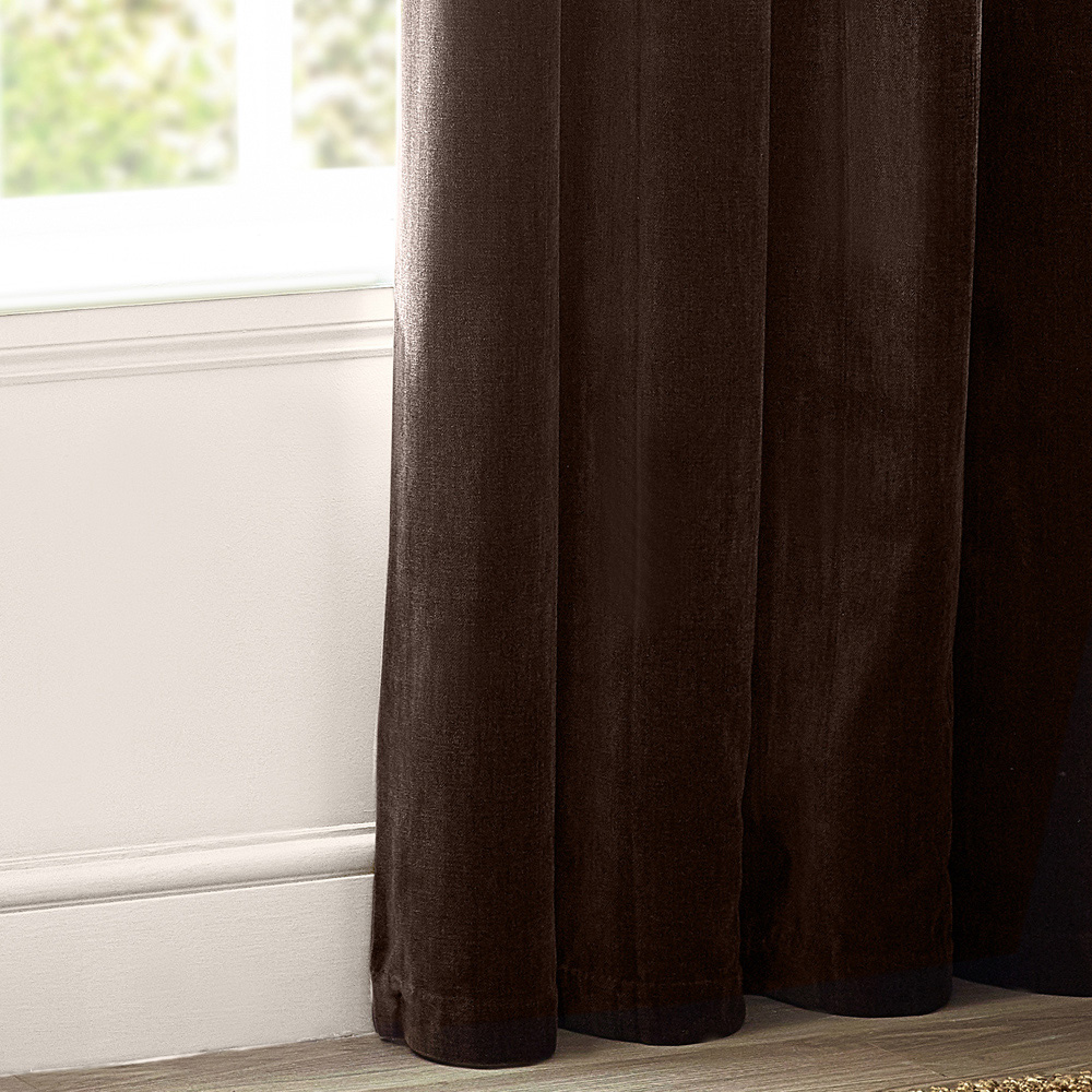 Yard Heavy Brown Chenille Blackout Eyelet Curtains 229 x 137cm Image 4